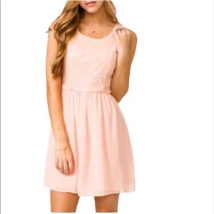 Forever 21 Blush Sequin Chiffon Dress